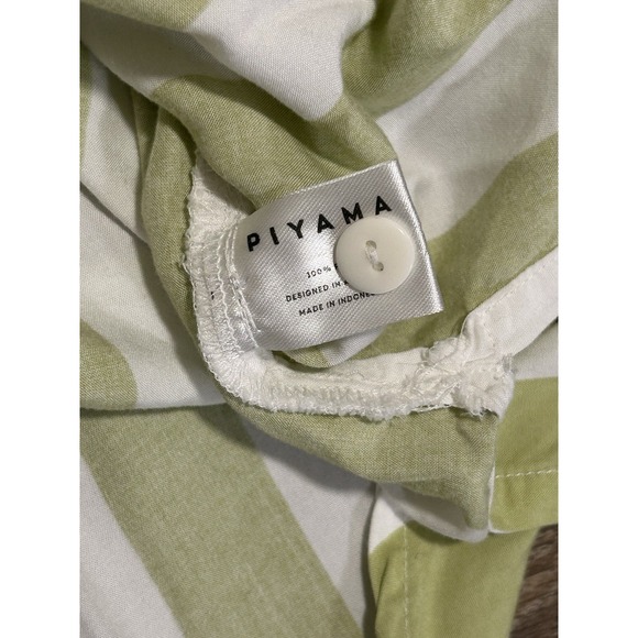 Piyama Green White Striped Button Up Shirt | 100% Rayon | Women's XL - Picture 8 of 10